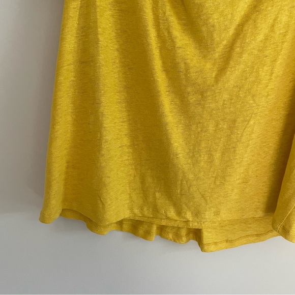 Anthropologie Maeve Horizon 100% Linen Yellow Twist Open Back Top Shirt XL - Picture 5 of 11